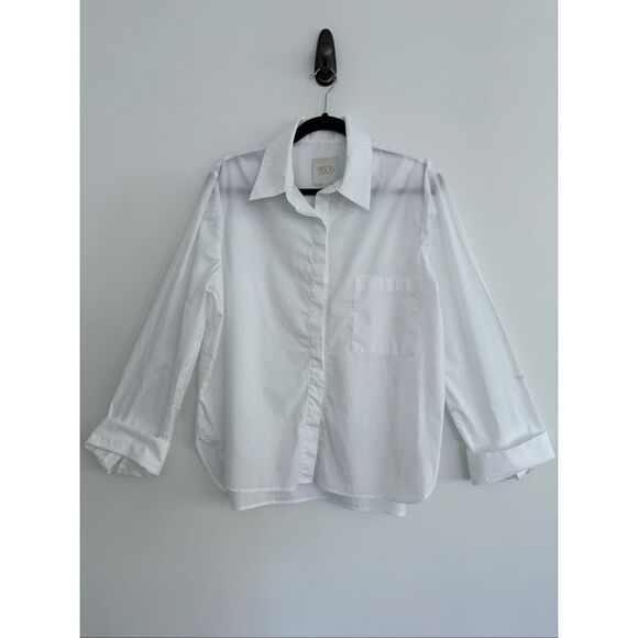 TWP Chest Pocket Button Front Cotton The Boy Shirt White Women's Large - Picture 1 of 5